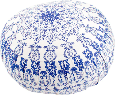 Bild på Meditationskudde: rund mandala (blå och vit)